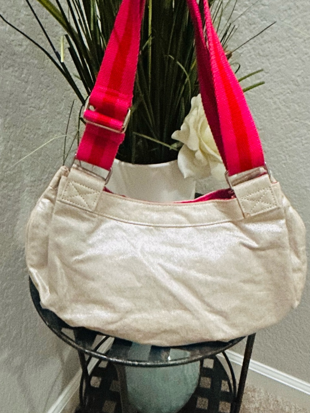 Victoria Secret Canvas Shoulder Bag with Pink Adjustable Strap